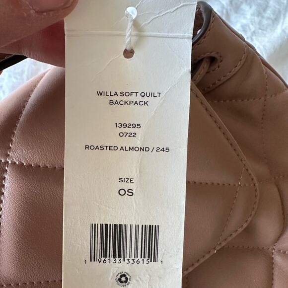 NWT Tory Burch Willa Soft Quilt Backpack Roasted Almond Gold - Picture 10 of 12